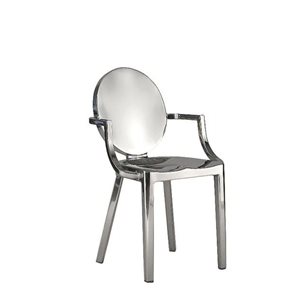 Chaise à accoudoirs Kong de Plata Import en acier inoxydable