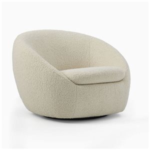 Plata Import Nina White Boucle Fabric Lounge Chair