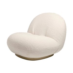 Plata Import Bob White Boucle Fabric Lounge Chair