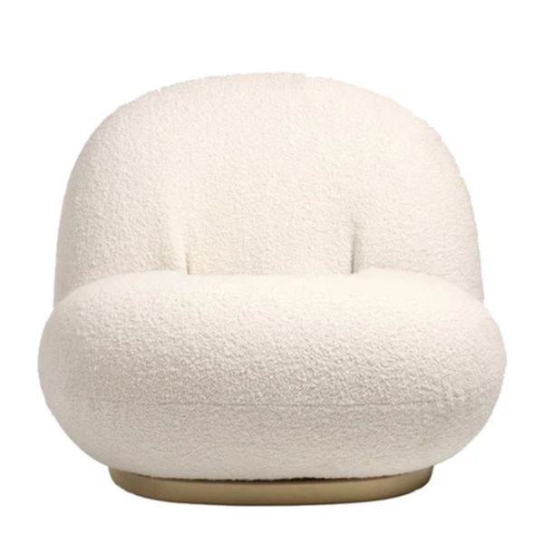 Plata Import Bob White Boucle Fabric Lounge Chair