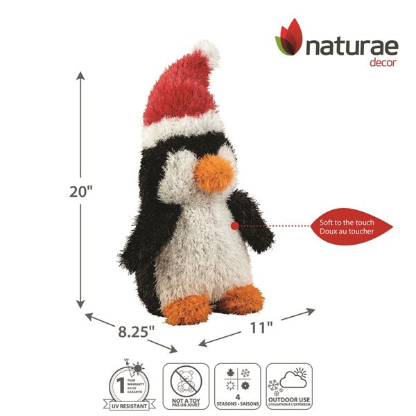 naturae decor 20-in H Black/White/Red Outdoor Holiday Figurine - Penguin