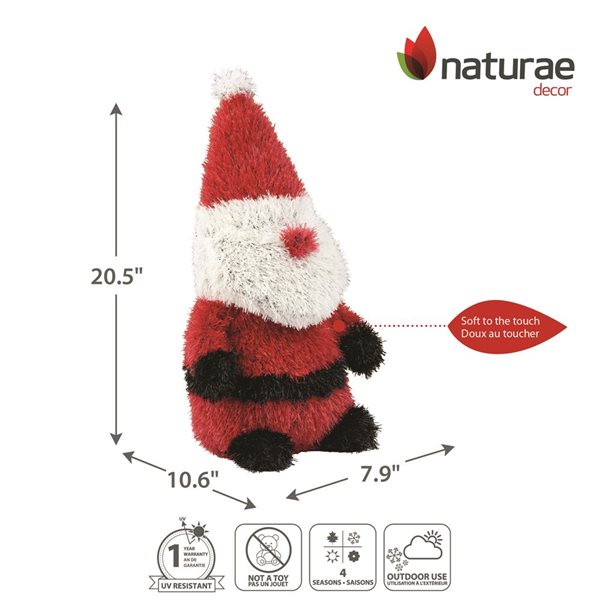 naturae decor 20-in H Black/White/Red Outdoor Holiday Figurine - Santa Clause