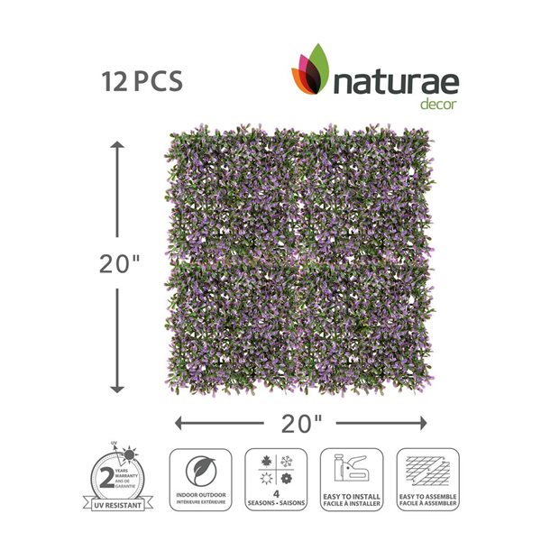 naturae decor 20 x 20-in Lavender Artificial Foliage Panels - 12/Pcs