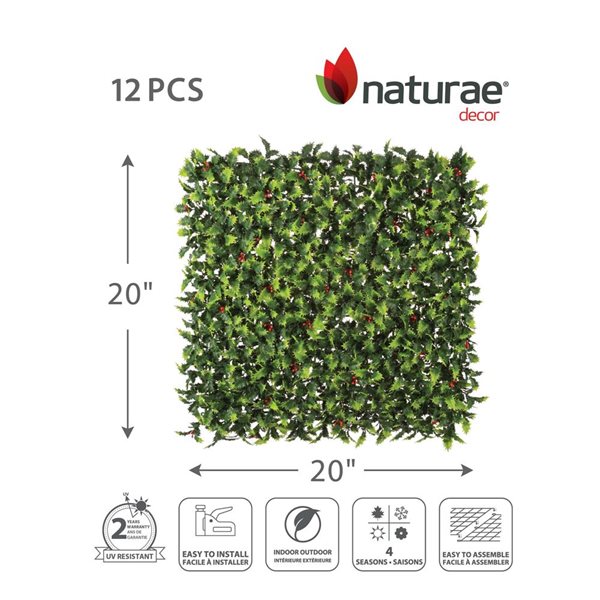 naturae decor 20 x 20-in Mistletoe Artificial Foliage Panels - 12/Pcs