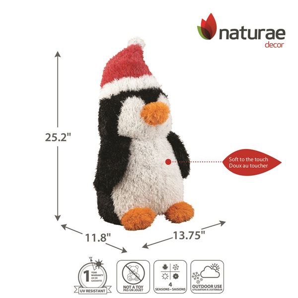 naturae decor 25-in H Black/White/Red Outdoor Holiday Figurine - Penguin