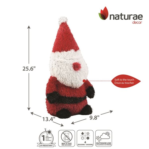 naturae decor 25-in H Black/White/Red Outdoor Holiday Figurine - Santa Clause