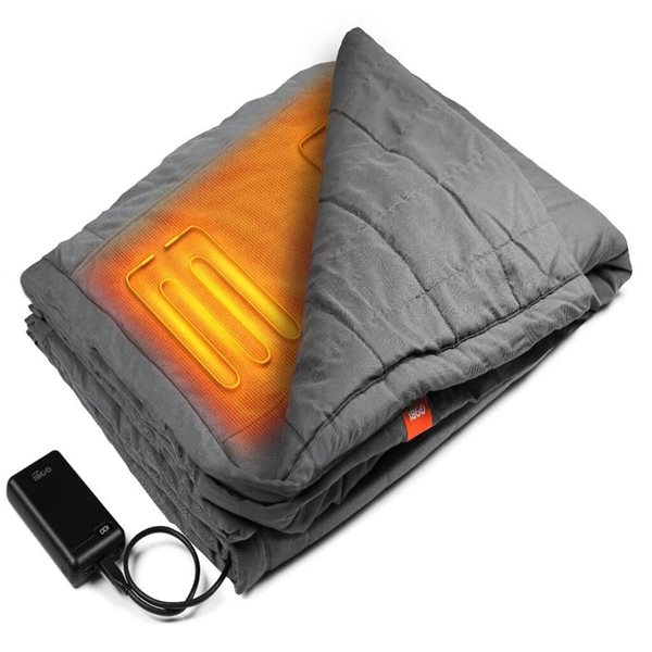 GOBI HEAT Zen Mist Grey 50-in x 70-in 12 Volt Heated Blanket