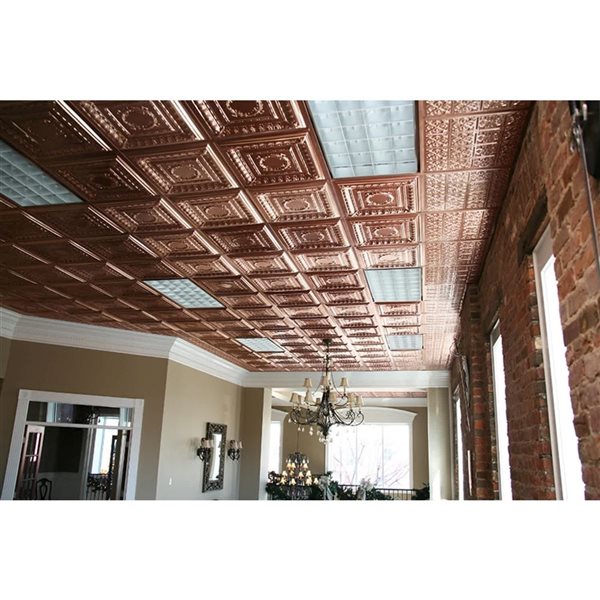 Ceilume Empire 2 x 2-ft Copper Suspended Lay-in Ceiling Tiles - 10/Pk