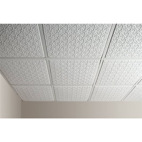 Tuiles de plafond suspendu Continental de Ceilume 2 x 2 pi blanc, 10/pqt