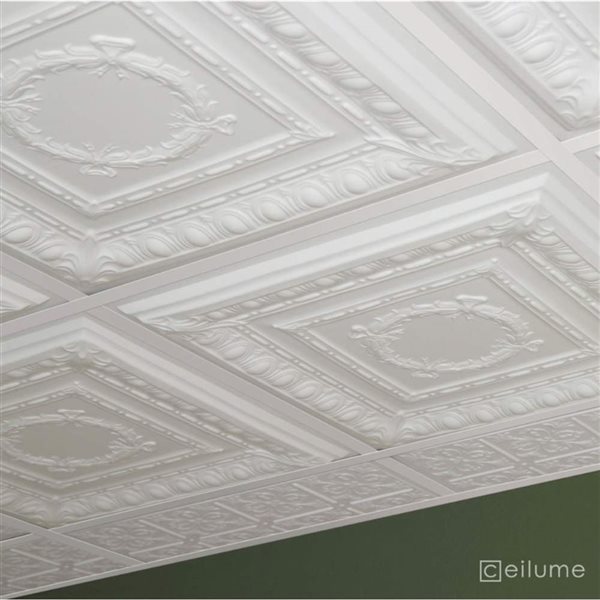 Ceilume Empire 2 x 2-ft White Suspended Lay-in Ceiling Tiles - 10/Pk