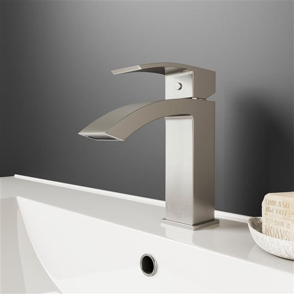 VIGO Satro Brushed Nickel Single Hole Single-Handle Waterfall Bathroom Faucet