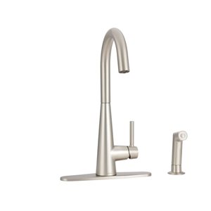 MOEN Sleek Stainless Steel 1-Handle Deck-Mounted Kitchen Faucet w/ Side Handspray