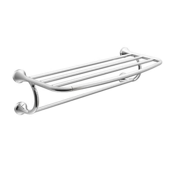 MOEN Eva 27-in Polished Chrome Metal Wall-Mount Towel Rack/Bathroom Shelf