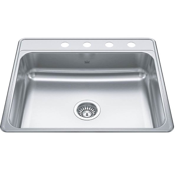 Kindred Creemore Stainless Steel Drop-In Single Bowl 4-Hole Kitchen Sink