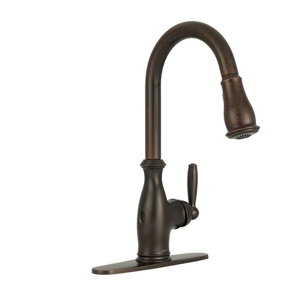 MOEN Brantford Oil-Rubbed Bronze Touchless 1-Handle High-Arc Pull-Down Kitchen Faucet