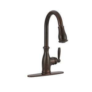 MOEN Robinet de cuisine intelligent Brantford 1-poignée à bec haut-articulé et à tirant d'eau en bronze huilé