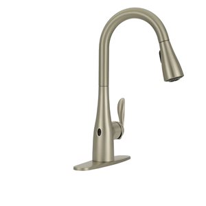 MOEN Arbor Robinet de cuisine en acier inoxydable à 1 poignée sans contact à bec haut et tirant vers le bas