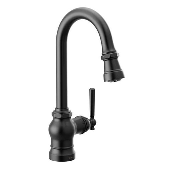 MOEN Paterson Matte Black 1-Handle 1-Hole Deck-Mounted Pull-Down Kitchen Faucet