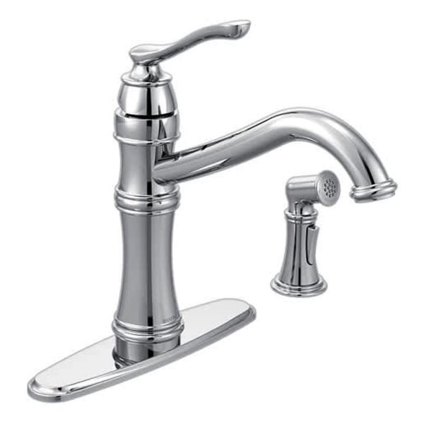 MOEN Belfield Polished Chrome 1-Handle Standard Kitchen Faucet  w/ Side Handspray