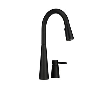 MOEN Sleek Matte Black 1-Handle High-Arc Pull-Down Kitchen Faucet w/ Soap Dispenser