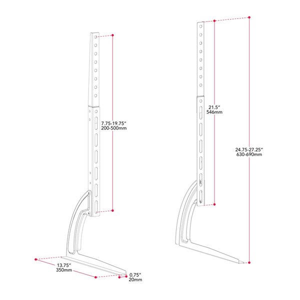 CorLiving Black Heavy-Duty Metal Freestanding Dual TV Base Stands - Up to 70-in