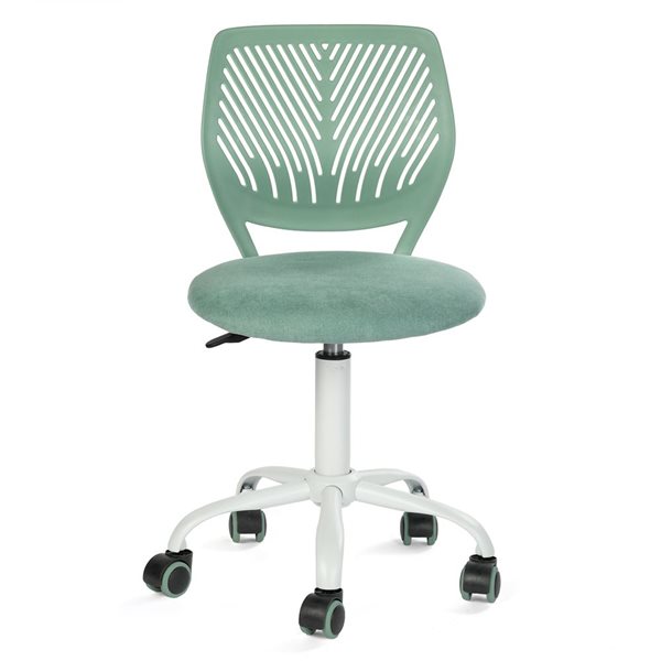 Homy Casa Teens Adjustable Mesh Upholstered Swivel Student Kid Study Desk Task Chair w/ Lumbar Support - Green