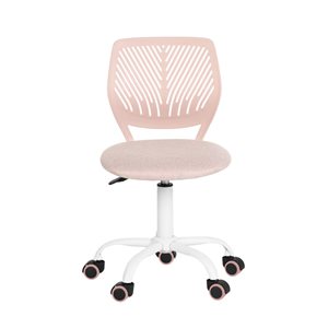 Homy Casa Teens Adjustable Mesh Upholstered Swivel Student Kid Study Desk Task Chair w/ Lumbar Support - Pink