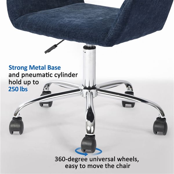 Homy Casa Blue Velvet Height Adjustable Swivel Desk Chair on Wheels