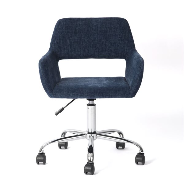 Homy Casa Blue Velvet Height Adjustable Swivel Desk Chair on Wheels