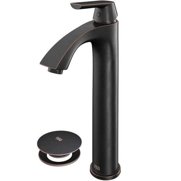 VIGO Linus Antique Rubbed Bronze Single Hole Single-Handle Vessel Bathroom Faucet with Pop-up Drain