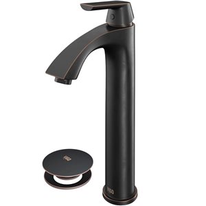 VIGO Linus Antique Rubbed Bronze Single Hole Single-Handle Vessel Bathroom Faucet with Pop-up Drain