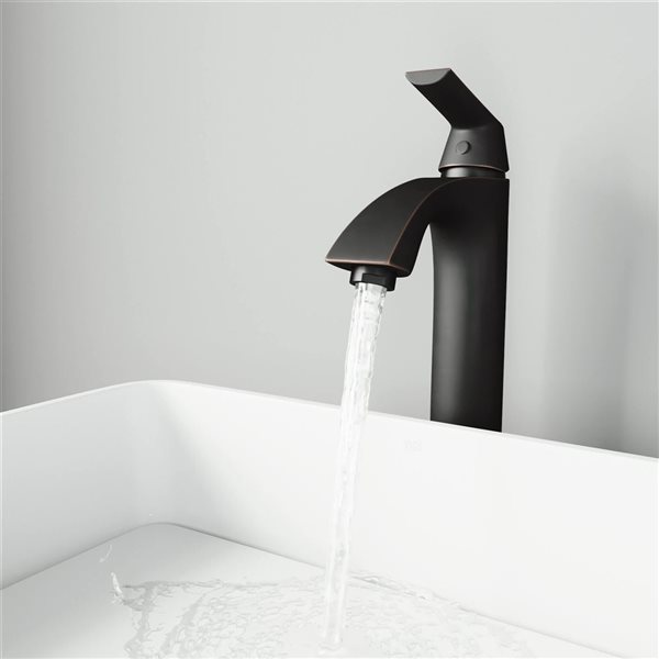 VIGO Linus Antique Rubbed Bronze Single Hole Single-Handle Vessel Bathroom Faucet with Pop-up Drain