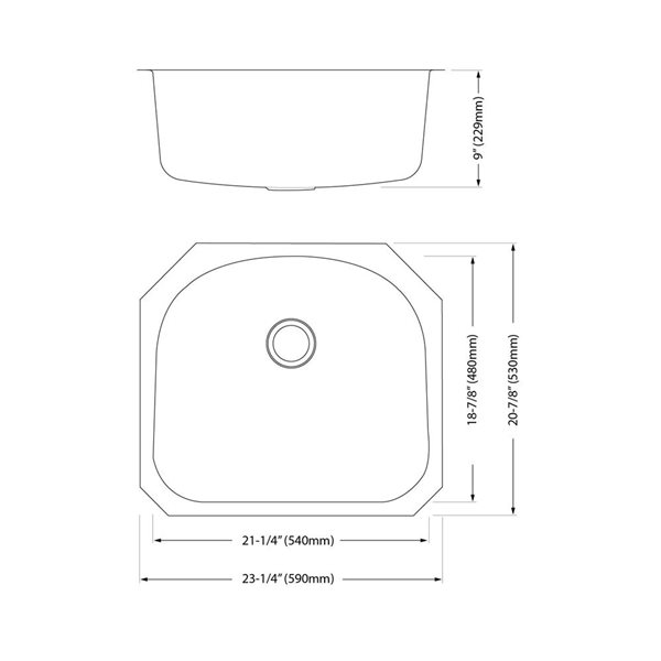 Blue Ocean 23 1/4-in 16-Gauge Stainless Steel Undermount Kitchen Sink with Strainer