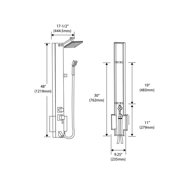 Blue Ocean 48-in Stainless Steel Shower Panel Tower w/ Rainfall Shower Head, Handheld Shower Head and Spout