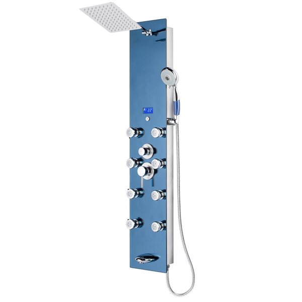 Blue Ocean 52-in 8-Jet Stainless Steel Shower Panel w/ Rainfall Shower Head and Spout