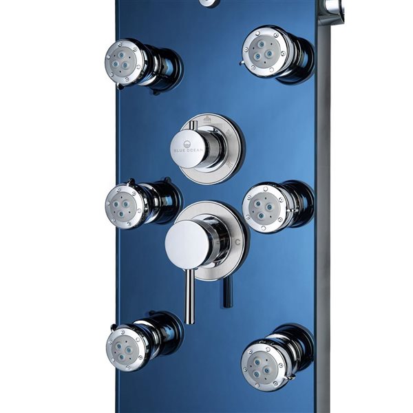 Blue Ocean 52-in 8-Jet Stainless Steel Shower Panel w/ Rainfall Shower Head and Spout