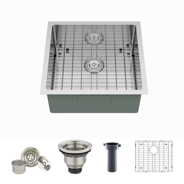 Blue Ocean 21-in 16-Gauge Stainless Steel Undermount Kitchen Sink w/ Grid and Strainer