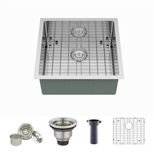 Blue Ocean 21-in 16-Gauge Stainless Steel Undermount Kitchen Sink w/ Grid and Strainer