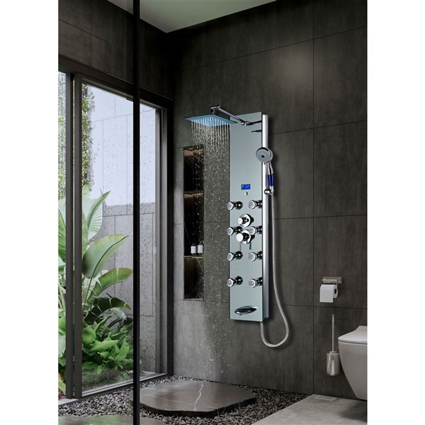Blue Ocean 52-in 8-Jet Aluminum Shower Panel w/ Rainfall Shower