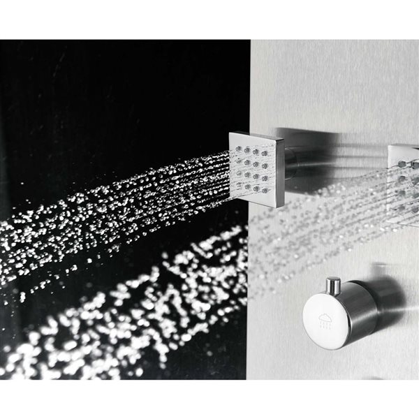 Blue Ocean 59-in Stainless Steel Thermostatic Shower Panel w/ Rainfall Shower Head and Body Nozzles