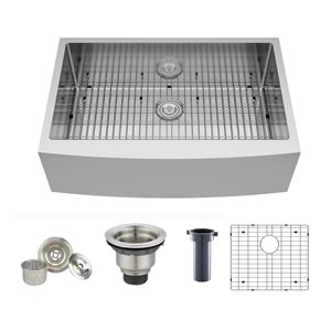 Blue Ocean 36-in 16-Gauge Stainless Steel Single Bowl Apron Kitchen Sink w/ Grid and Strainer