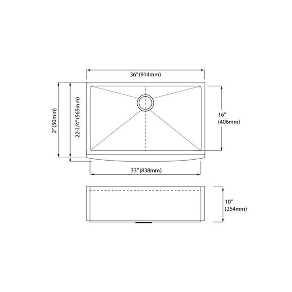 Blue Ocean 36-in 16-Gauge Stainless Steel Single Bowl Apron Kitchen Sink w/ Grid and Strainer