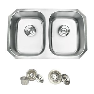 Blue Ocean 32 1/4-in 16-Gauge Stainless Steel Undermount Kitchen Sink with Strainer