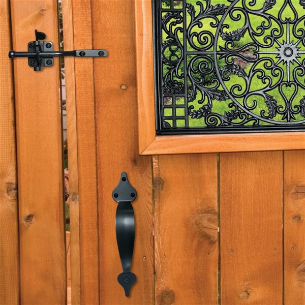 Nuvo Iron Black Galvanized Steel Wooden Gate Combo Kit Deluxe