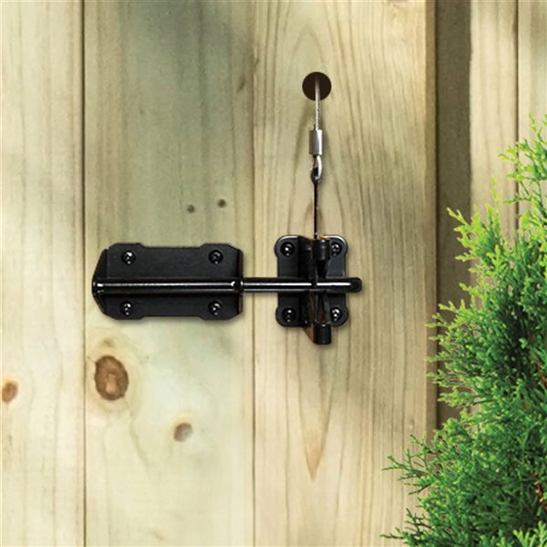 Nuvo Iron Black Galvanized Steel Heavy Duty Latch And Catch With Cable And Ring