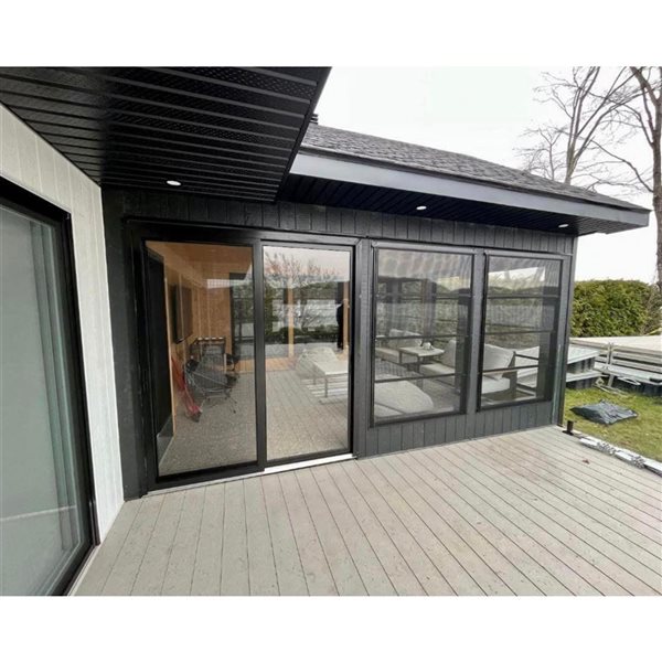 Tendal 72 x 84-in Black 3-Season Sliding Door - Left-Hand Sliding