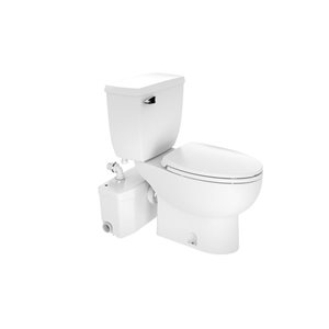 Toilette Saniplus Pro de SFA Saniflo à jupe avec cuvette allongée et réservoir isolé, blanc