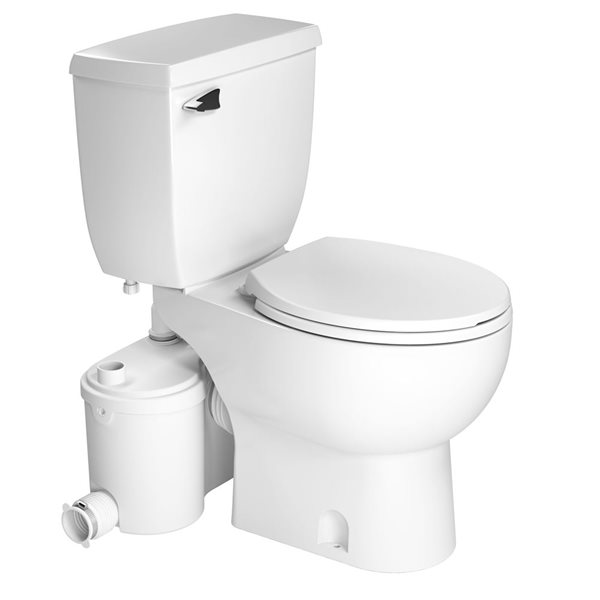 Toilette SaniBest Pro de SFA Saniflo à jupe avec cuvette ronde et réservoir isolé, blanc