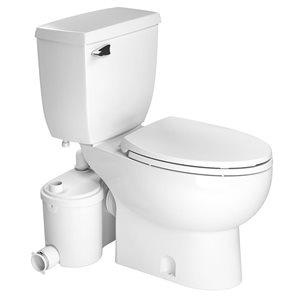 Toilette SaniBest Pro de SFA Saniflo à jupe avec cuvette allongée et réservoir isolé, blanc