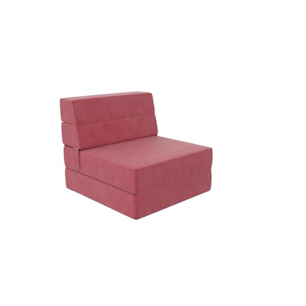 Fauteuil et lit modulaires 5-en-1 The Flower de Novogratz tissu velours rose